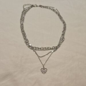 Elegant Silver Heart Pendant Necklace